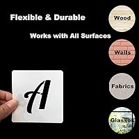 Vista 7 de Plantillas de alfabeto de 1 pulgada para pintar, paquete de 62 plantillas de letras y números para madera, plantillas cursivas reutilizables