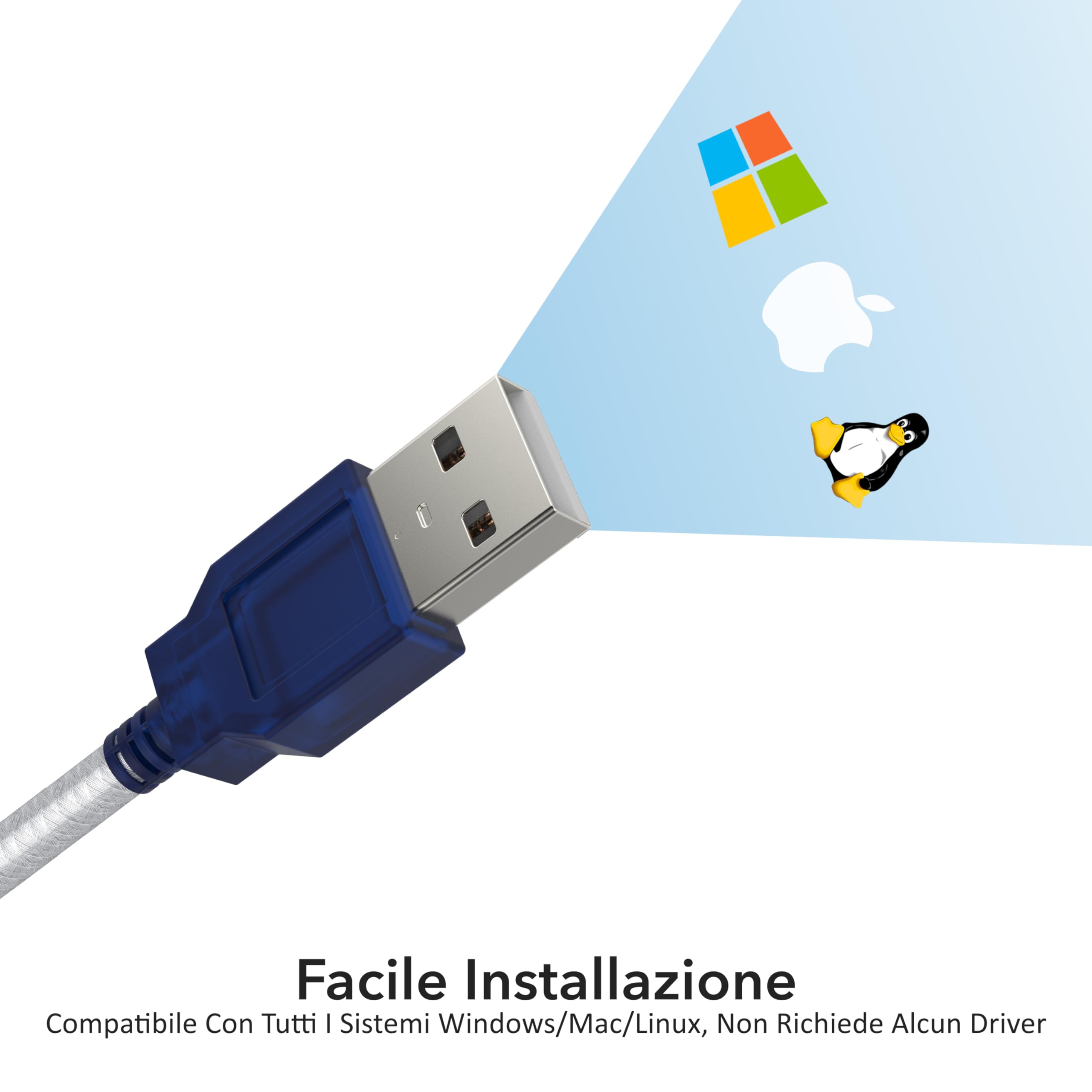 SABRENT Cavo USB a Seriale DB 9 RS 232 Convertitore Maschio Chipset Prolifico 0,7 m