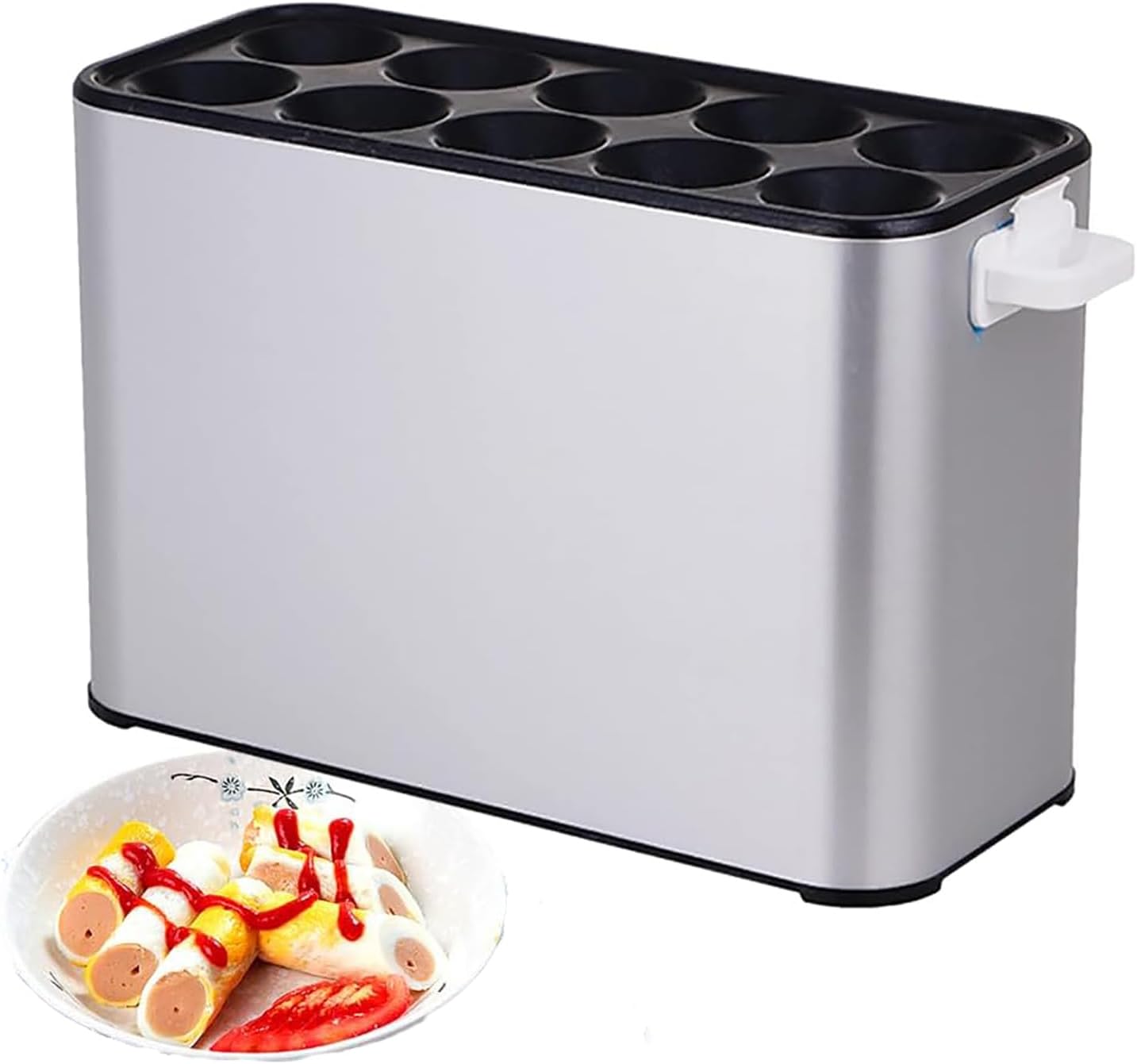Breakfast Egg Roll Machine, Electric Egg Roll Maker Eggs Sausage Boiler with 10 Separate Power Switches, for Snack Cart, Breakfast