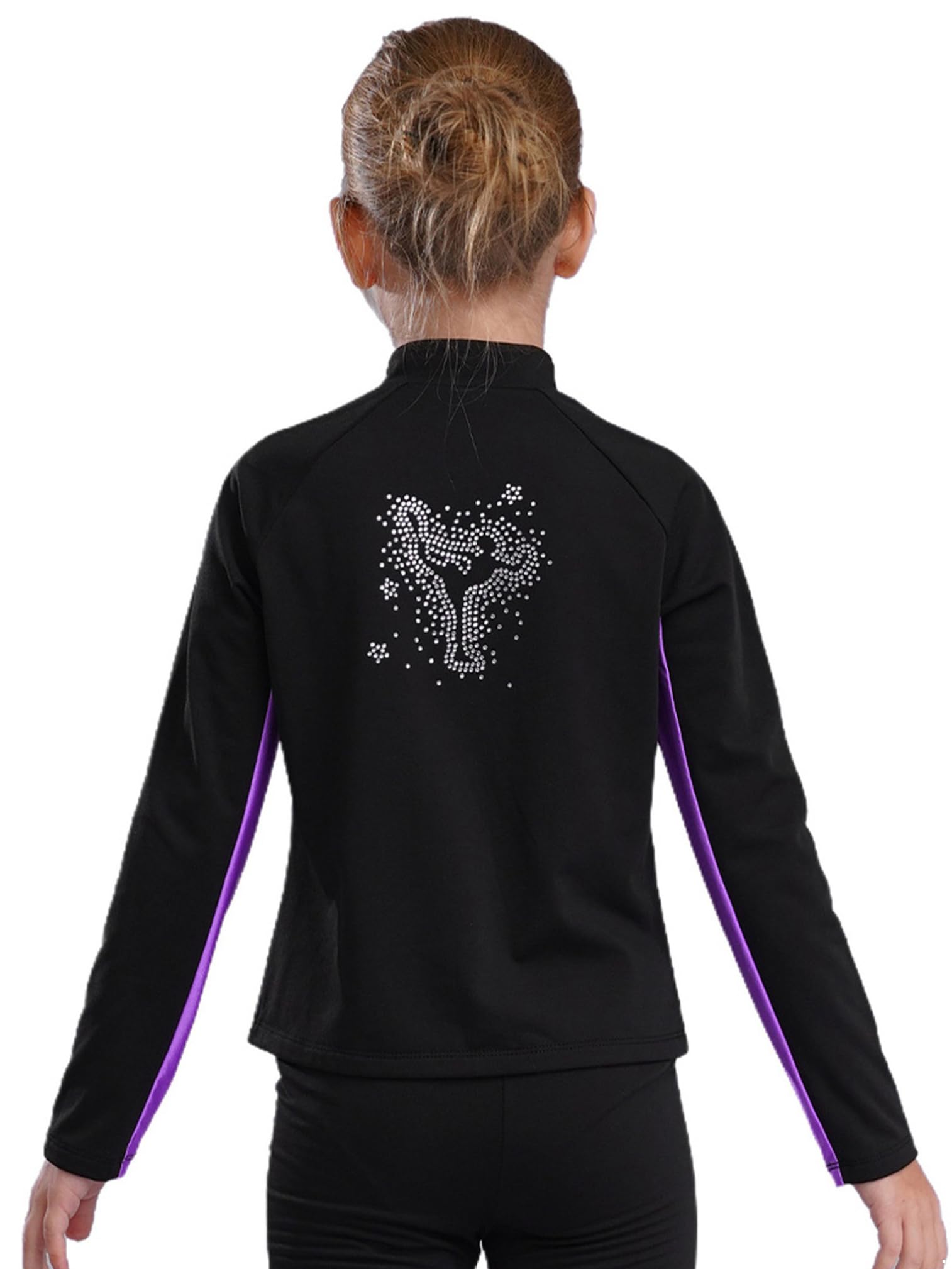 ranrann Ensemble Patinage Artistique Fille Veste Chaud Polaire avec Pantalon Collant Legging Tenue Patinage sur Glace Sport C Violet 9-10 ans