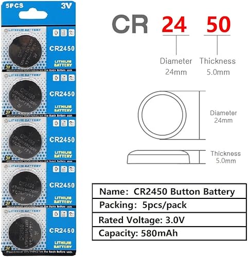 Miniatura 4 de Cotchear 5 unids/pack CR2450 batería de moneda 550 mAh 3 V CR 2450 pilas de botón ECR2450 KCR2450 5029LC LM2450 3 V batería para llave de coche