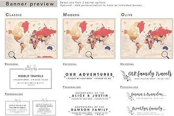 Framed World map for wall | Personalized World map Pin Board with Push Pins | Mark Places Traveled | Detailed and Modern Travel Map with Pins up to 40 x 53 Large