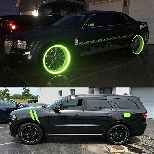 Image of customTAYLOR33 Special Edition Lime Green High Intensity Grade Reflective Copyrighted Safety Rim Tapes, 12 inch /13 inch (Combination Rim Size)