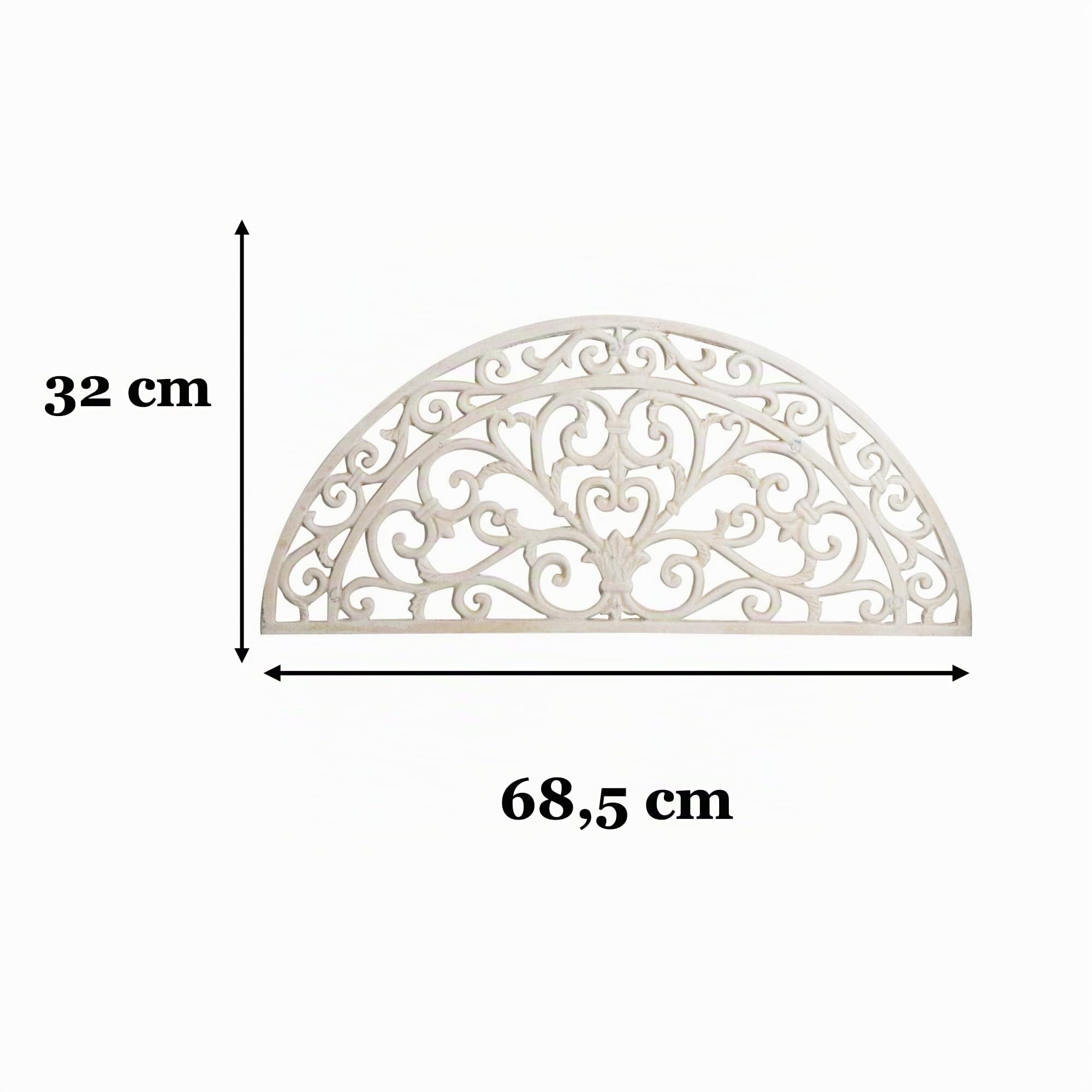 Biscottini Zerbino ghisa Grande 68,5x32x1,5 cm - Zerbino Ingresso Esterno - Zerbino in ghisa Esterno - Tappetino Ingresso casa Mezzaluna - Pulisci Scarpe Metallo Bianco