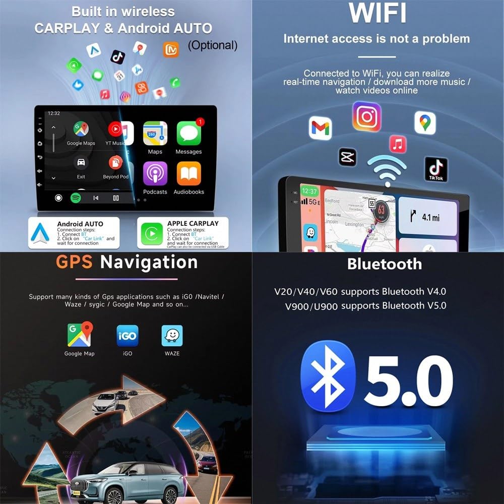 Radio Macchina Touch Screen per Greatwall Great Wall Wingle 5 2017-2021 Wireless Carplay Android Auto Stereo Auto Bluetooth Ips con Pantalla Táctil con Gps, 4 Nucleo 1G+32G