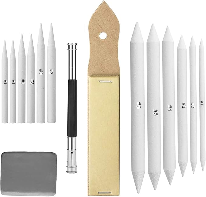 Heshengping Blending Stump, 15 Pack has Art Eraser Extender Sandpaper