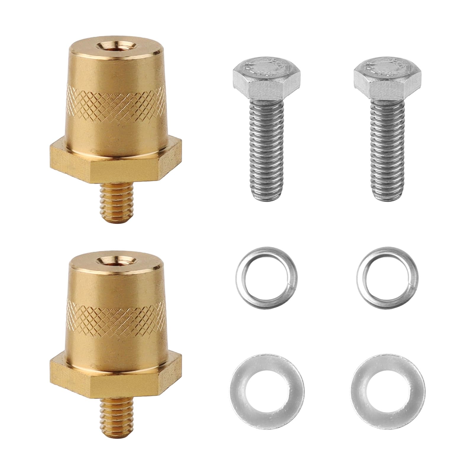 Thread Installation Battery Tone Post Adapter Kit, 2 Brass Negative Positive Extender, Battery Side Terminal Charging Posts, Battery Pole with Steel Screws and Spacers for Lithium Car BatteriesM8 (M6)