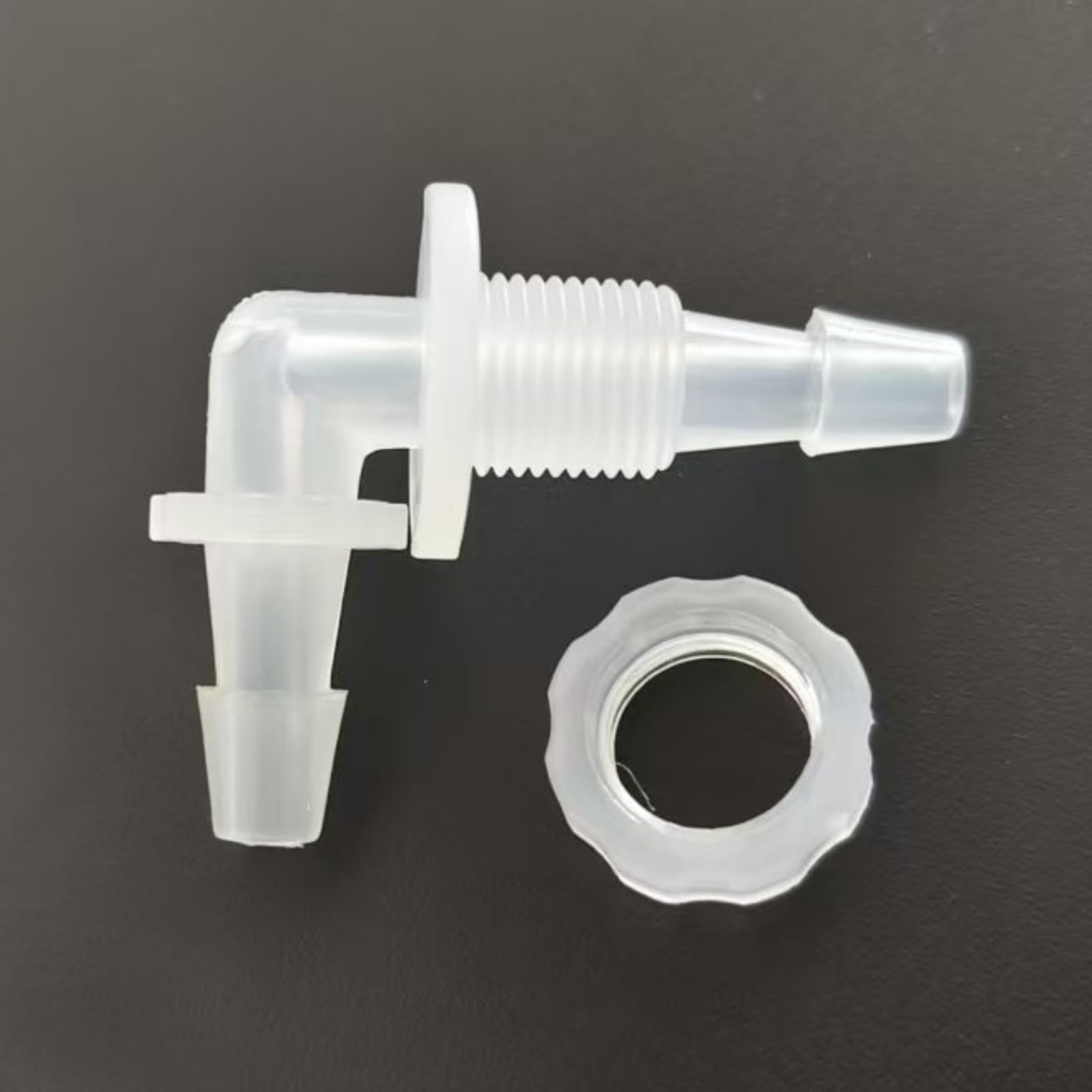 Equal Thru-Bulk Bulkhead Fitting - 25PCS Hose Barb Connectors with Male Threaded Pipe Nut(4.8mm 3/16inch M10 L-Type)