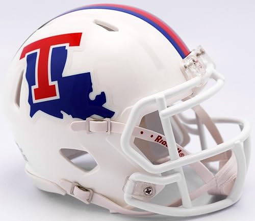 Riddell NCAA Louisiana Tech Bulldogs - Casco corto réplica de casco corto estilo velocidad blanco, colores del equipo, talla única