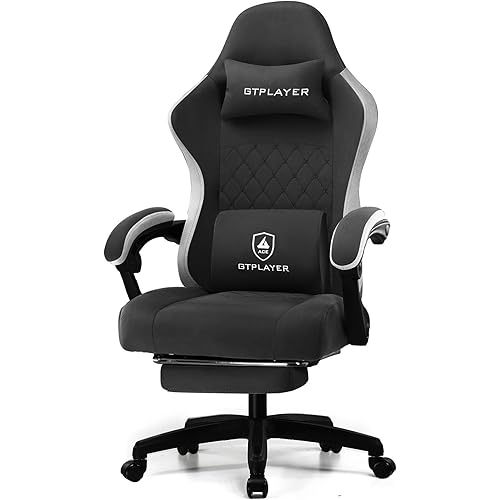 GTPLAYER Gaming Chair, Fabric Computer Office Chair with Pocket Spring Cushion, Ergonomic Office and Gaming, Video Gaming Chair with Linkage Armrests, High Back Desk Chair with Adjustable Recliner