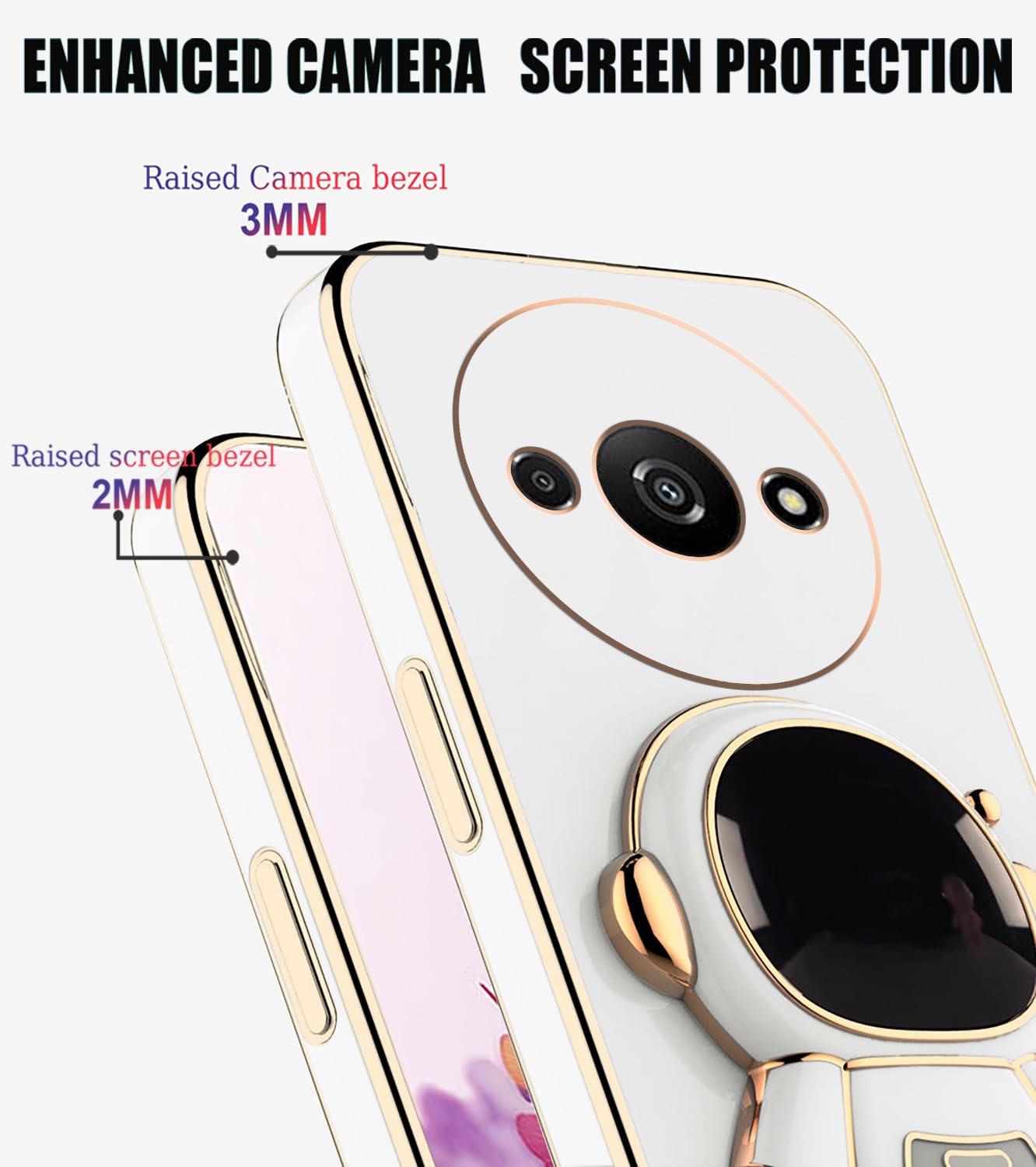 Custodia In Silicone Per Redmi A3 Con Supporto Astronauta, Antiurto Morbida TPU, Blu - 3