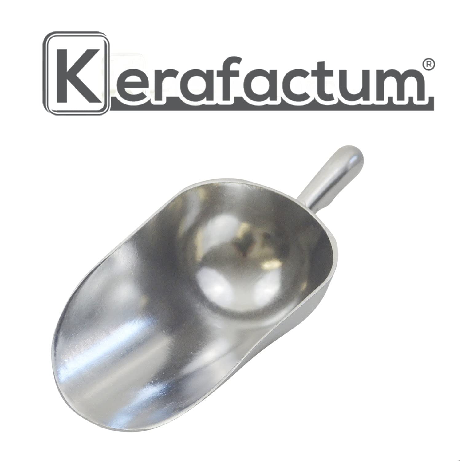Kerafactum Poręczna łopatka do mąki | Szufla do worka | Szufla do pokarmu - pojemnik z metalu i aluminium | odlew aluminiowy, nierdzewny, 350 ml