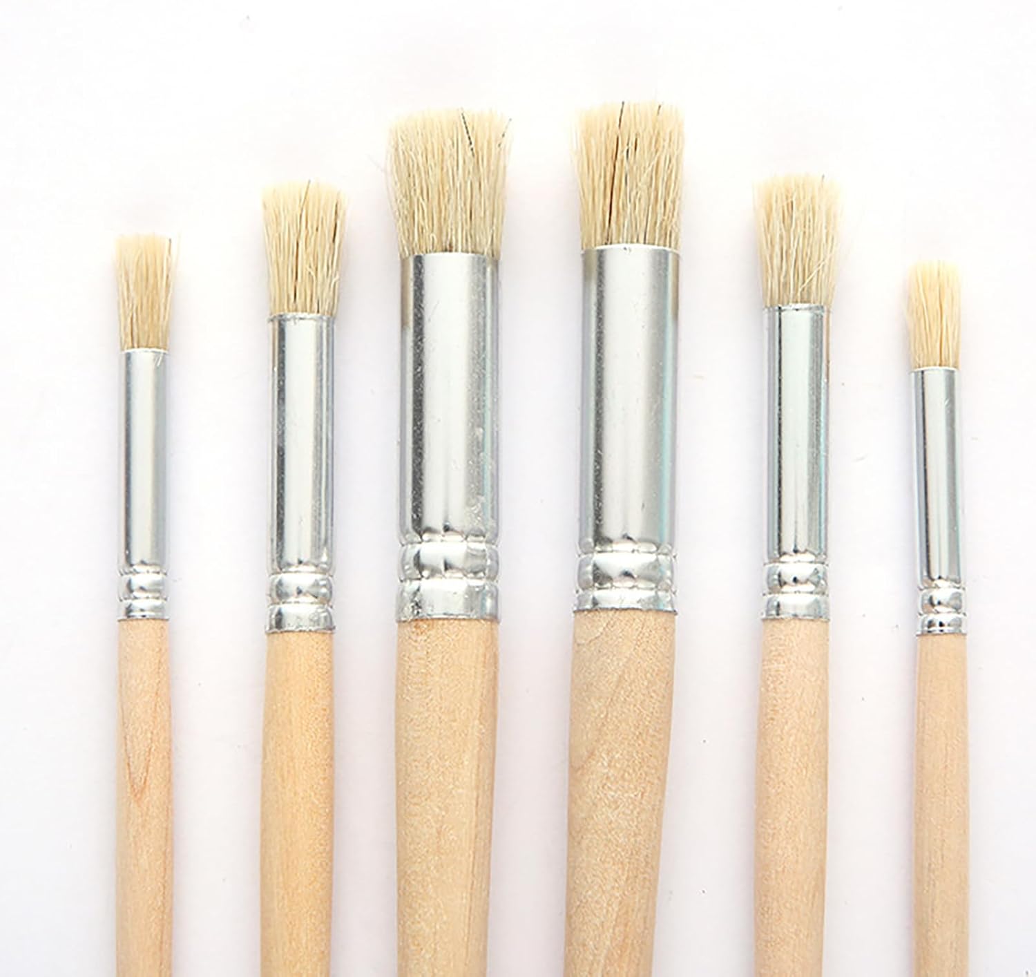 6pcs Wooden Stencil Brushes Natural Bristle Stencil Brushes for Acrylic Painting Watercolor Painting Oil Painting Card Making DIY Art Crafts Project 3 Sizes