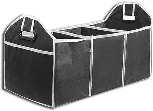 Miniatura 2 de Organizador de maletero de automóvil, organizador de almacenamiento plegable con 3 compartimentos, caja de almacenamiento para automóvil, bolsa