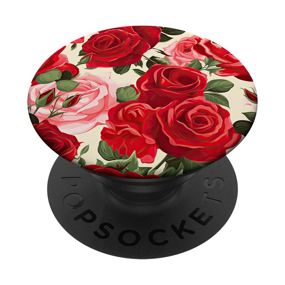 Watercolor Rose red Roses Pattern PopSockets Adhesive PopGrip