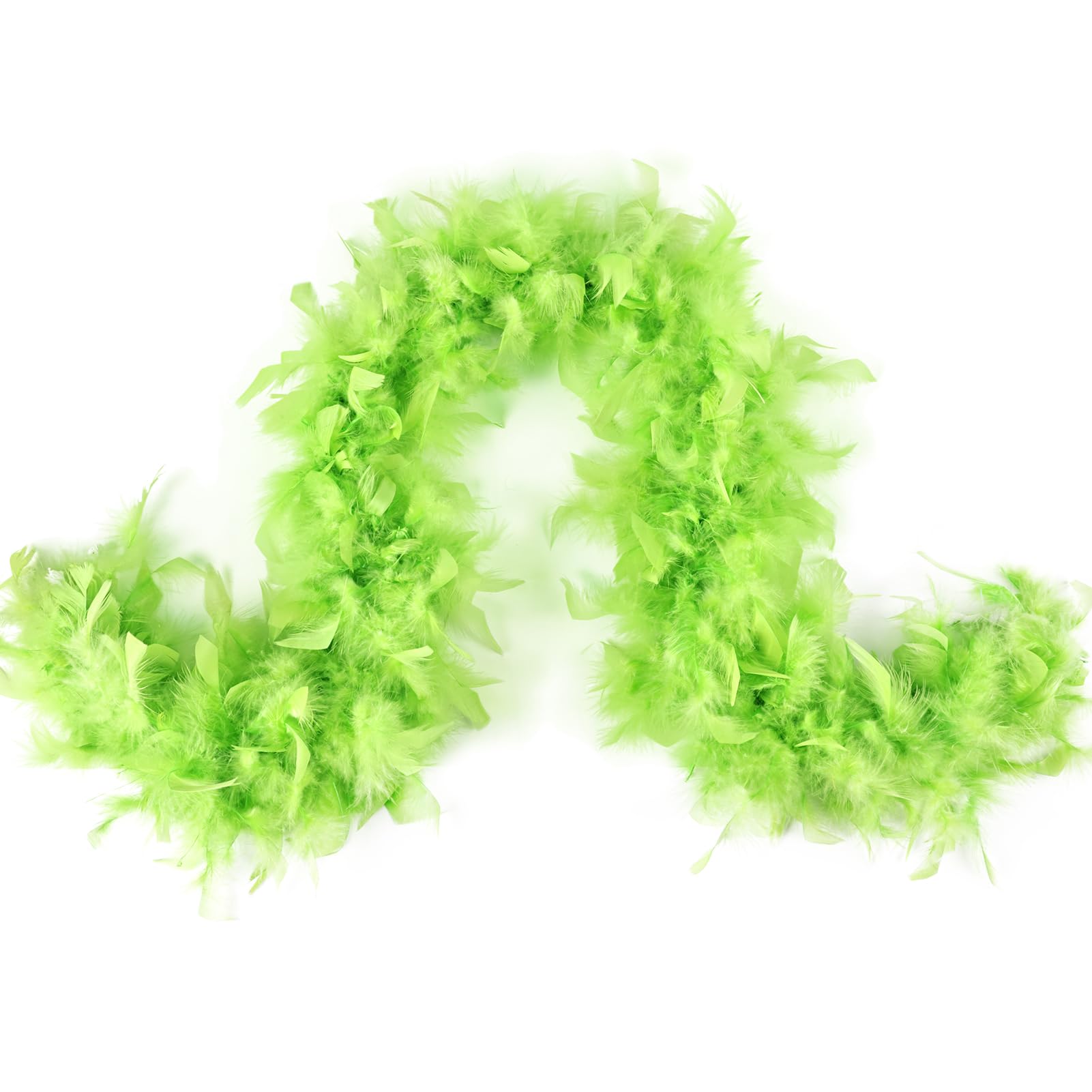 MAOFENG Chandelle Turkey Feather Boa 1.6 Yards 30g For Halloween Dancing Wedding Party DIY Craft Costume Decoration Feather Boa,Lime Green — image 1