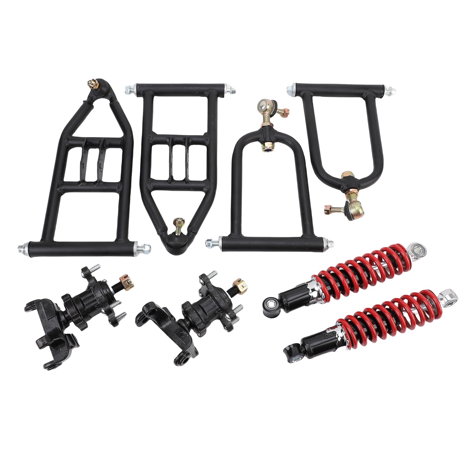 CHICIRIS Zestaw Wahacza Przedniego Zawieszenia Metalowy Górny Dolny Wahacz z Przednim Amortyzatorem Elementy Zwrotnicy do Gokarta Elektryczny Quad Atv DIY Naprawa Przodu
