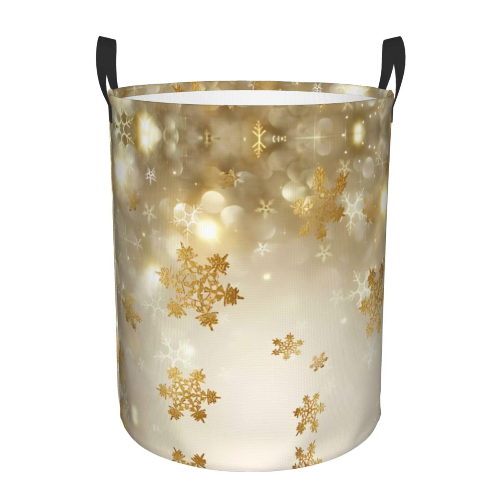 S Circular Hamper Gold silk christmas Print for Dirty Clothes
