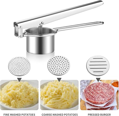 Miniatura 3 de Triturador de papas, herramienta de cocina de acero inoxidable para puré de papas suaves y arroz de coliflor
