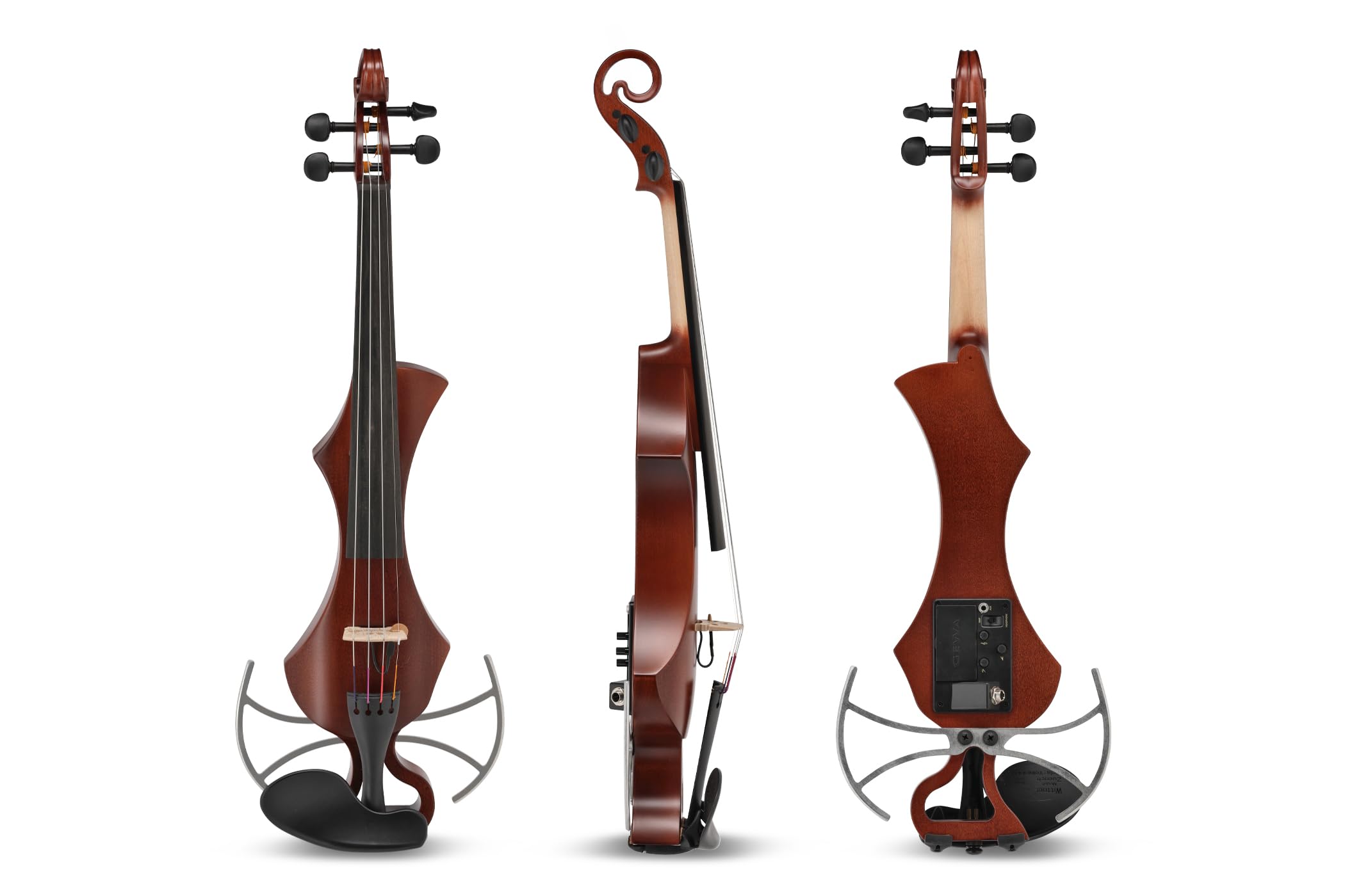 Violino elettrico GEWA, violino elettronico, Novita 3.0 rosso-marrone con adattatore per poggia spalle, 4 corde