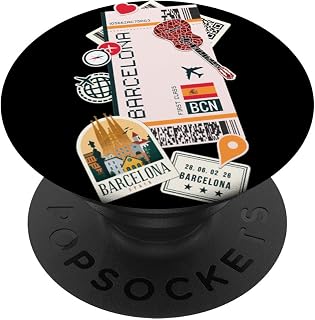 Airport and Airline Tags - Boarding Pass of Spain, Barcelona PopSockets Standard PopGrip