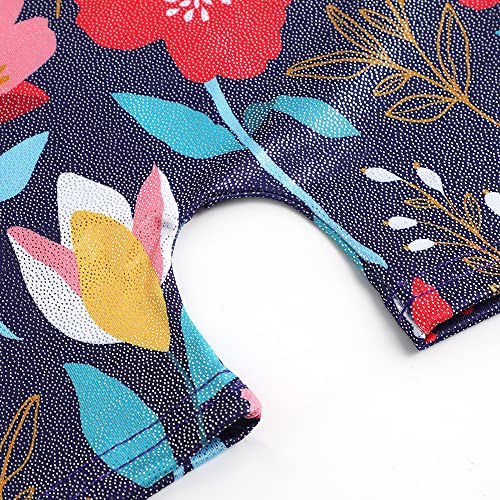 Image of HOZIY Gymnastics Leotards for Girls with Shorts Toddlers Biketards Rainbow Unicorn Dinosaur Mermaid Leopard Flower Galaxy
