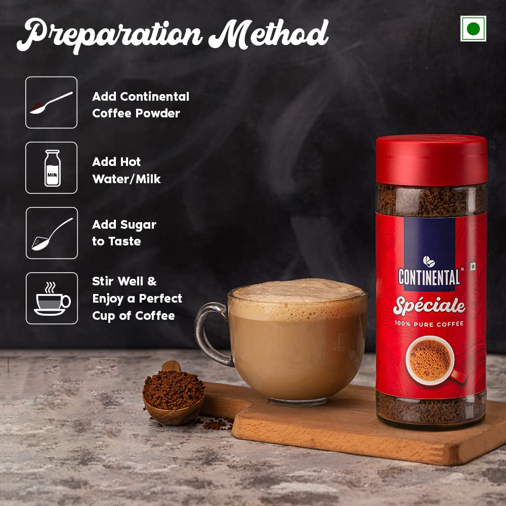 Continental Speciale Instant Coffee | Premium Arabica Blend | 100% Pure Coffee | Smooth & Rich Instant Coffee | Medium Roast | No Added Flavors | 100g Jar - Image 6 thumbnail