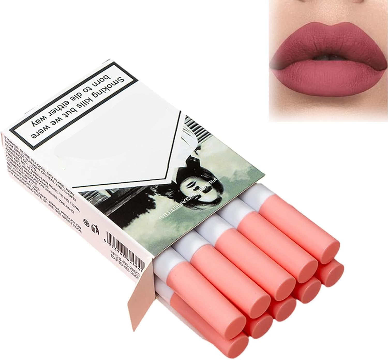 Pintalabios, 10 Colores Brillo de Labios Mate Pintalabios Mate de Larga Duración, Set de Lápiz Labial Mate Cigarrillo, Lápiz Labial Resistente Al Agua y Antiadherente