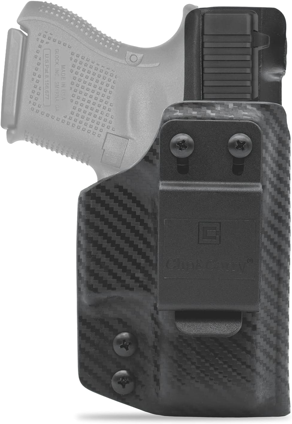 Clip & Carry IWB Kydex Holster for The Glock 26 27 33 - Inside Waistband Concealed Carry - Audible Click Retention - Adjus. Cant - Claw Compatible - USA Veteran Made