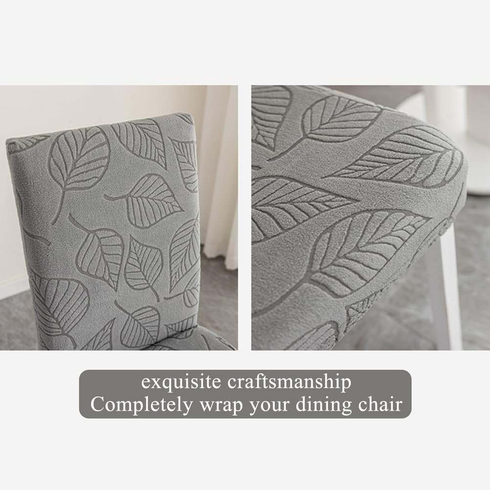Greyb,4pcs, Dining Room Chair Cover 2Pcs/4Pcs Stretch Removable Washable Kitchen Chair Cover Jacquard Velvet Fabric Chair Slipcover for Dining Room Ceremony Banquet Wedding Party
