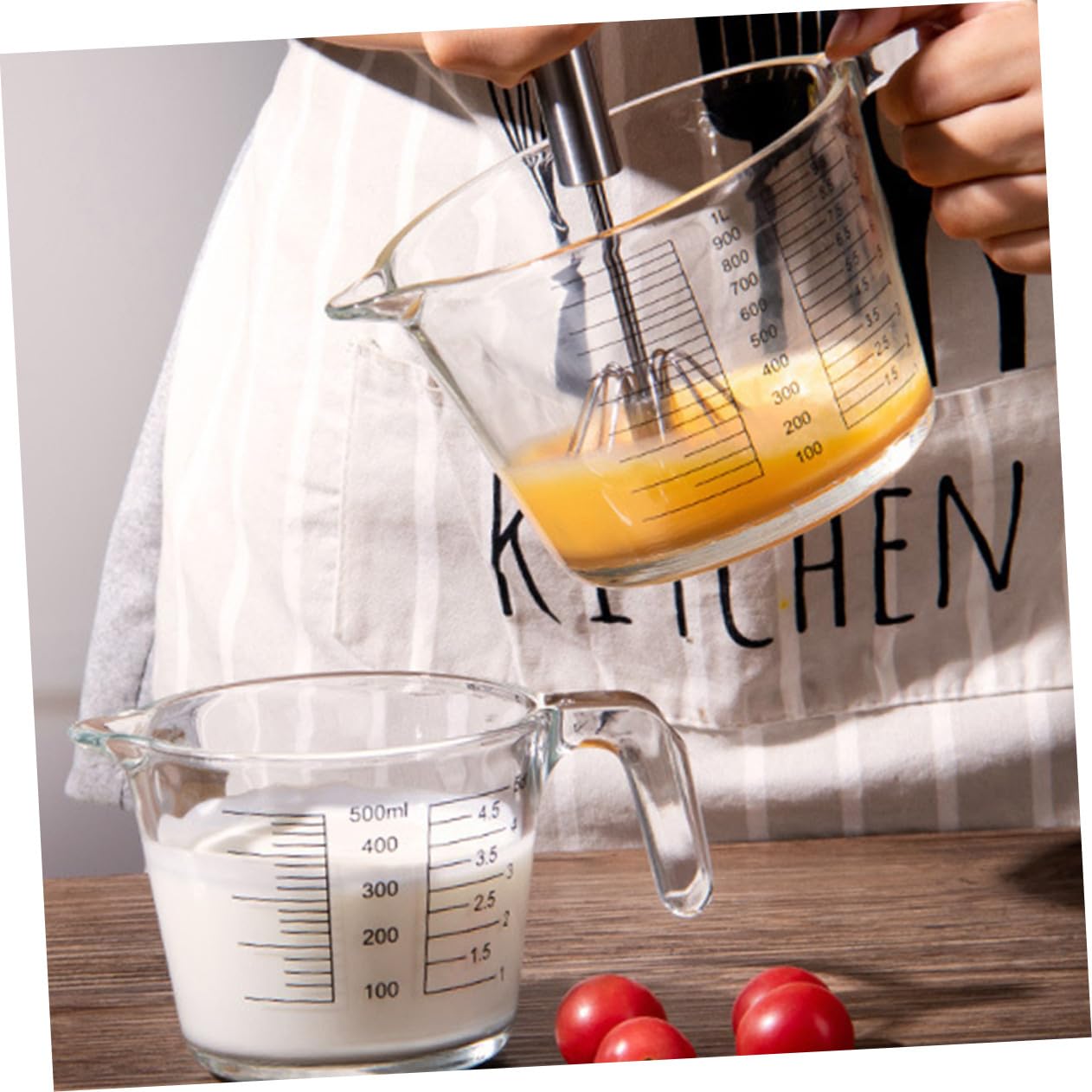 Messbecher mit Skala aus Glas, Hitzebeständig, 1 Stück | Wiederverwendbar, Leicht zu Reinigen, für Öl und Flüssigkeiten, Präzises Abmessen, Küchenzubehör