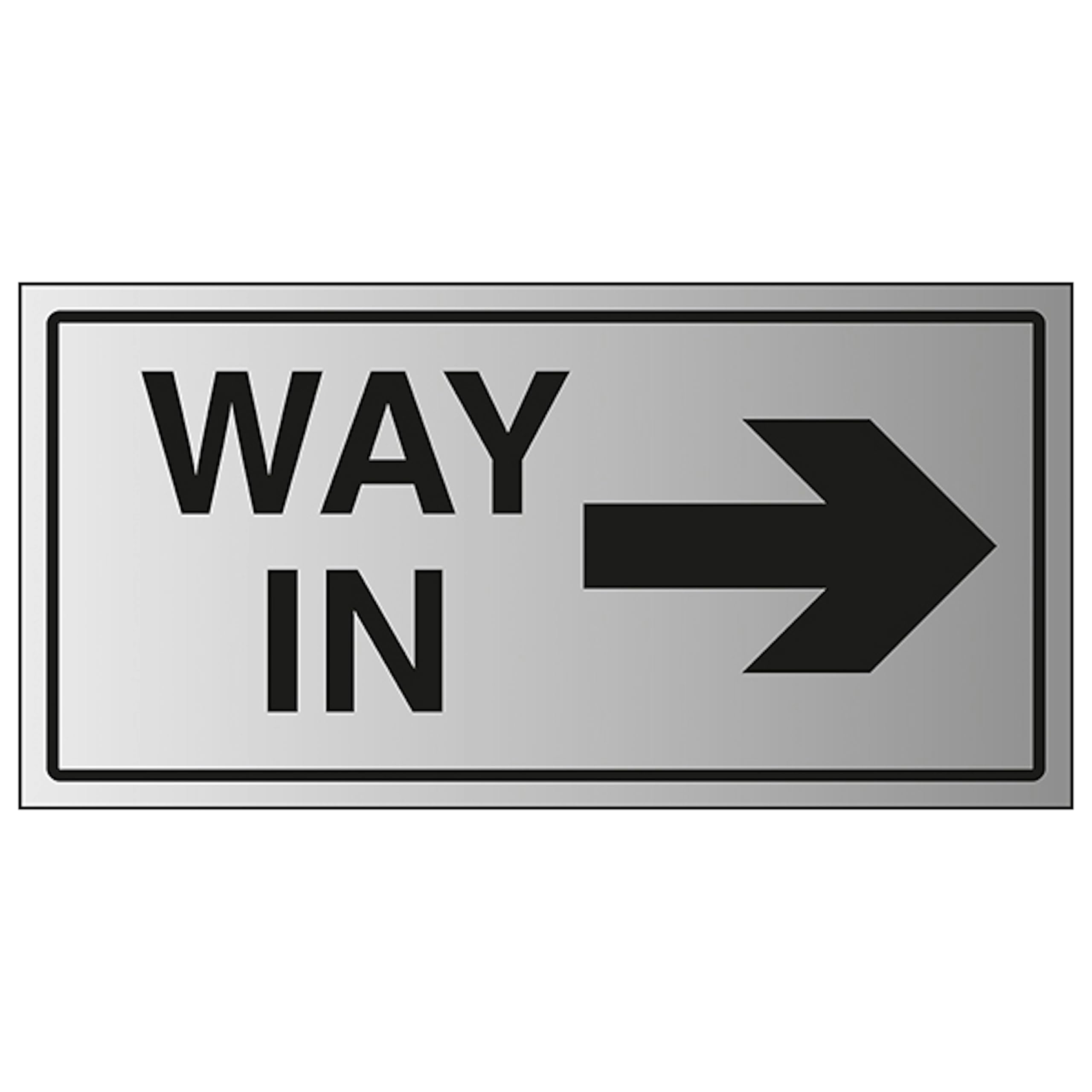 V Safety Way In Arrow Right 600 x 300 mm - 1.6mm Aluminium Effect Rigid Plastic Safety Sign