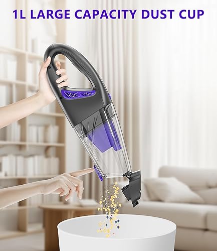 Miniatura 7 de Aspiradora de mano inalámbrica para coche, 18000Pa 160 W, aspiradora de mano potente de 30 minutos, aspiradora portátil inalámbrica