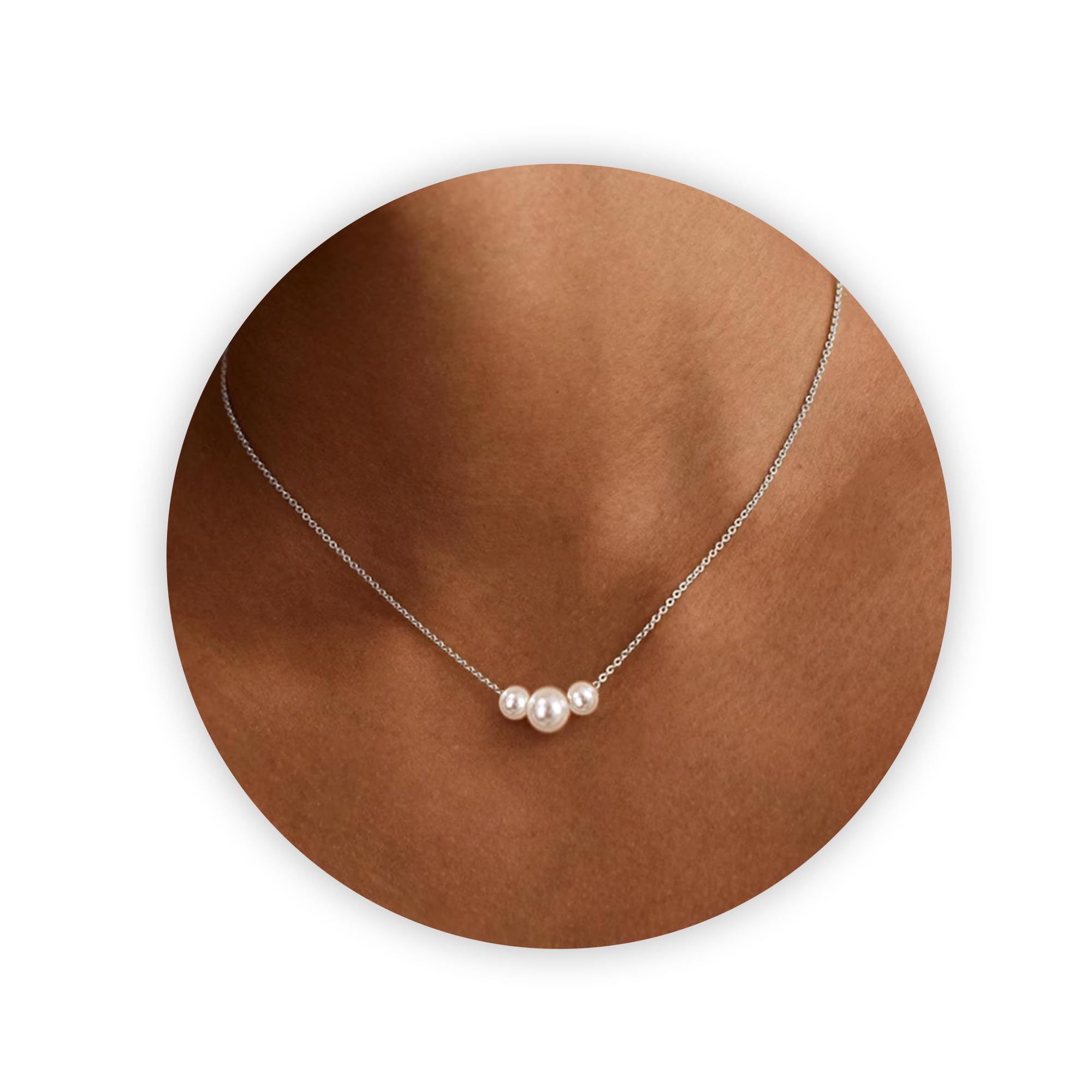 Pearl Necklaces for Women as Christmas Stocking Stuffers Gold Pearl Choker Single Pearl Necklace Layered Daisy Necklace Set as Christmas Gifts for Teen, Wedding Strands for Bride Bridesmaids