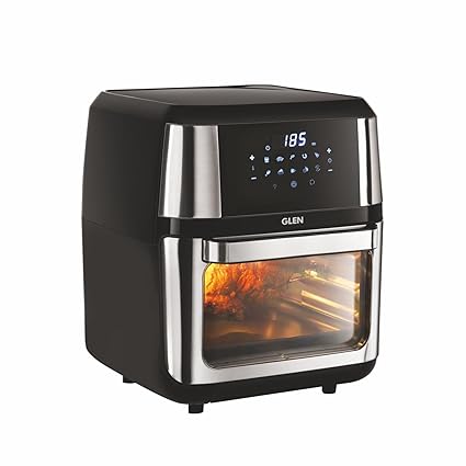 Glen Digital Air Fryer For Home 10 Preset Menu Rotisserie Electric Air Fryer Toaster Oven Digital Display Bake Roast Toast Defrost 12 Litre Digital Controls Adjusttable time 1800W Black SA-3046DSS