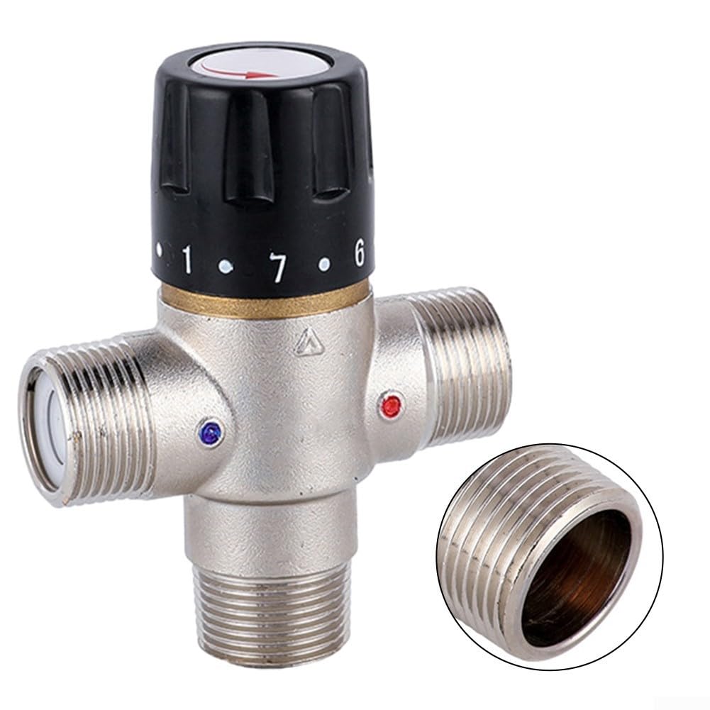 Válvula mezcladora termostática, válvula mezcladora termostática de latón DN20 de 3/4 pulgadas, temperatura del agua, control de termostato para calefacción solar