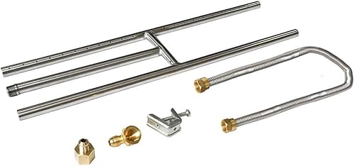 Miniatura 2 de Stanbroil Quemador en H rectangular de acero inoxidable para chimenea o hoguera, 24 x 6 pulgadas