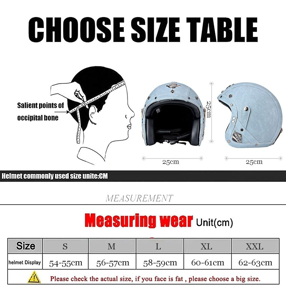 Casco de Cara Abierta para Motocicleta, Medio Casco Aprobado por ECE con Gafas, Cuero Casco De Motocicleta, Estilo Retro Vintage, Casco de Motor Jet para Hombres Y Mujeres