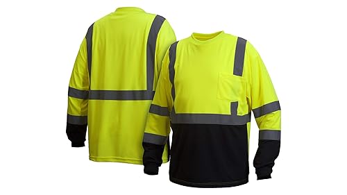 Miniatura 3 de Pyramex RLTS3110BX4 RLTS31B Series - Camiseta de manga larga, color lima, color negro, talla 4XL