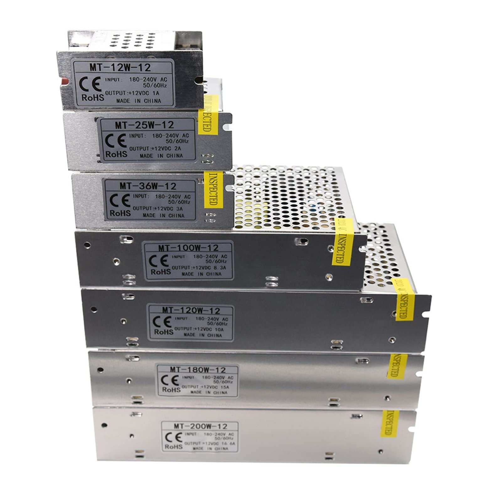 Fuente de alimentación estabilizada CC DC 12V 5A Transformador de iluminación Fuente de alimentación conmutada Adaptador de Fuente Conmutación for Tira de LED(200W)