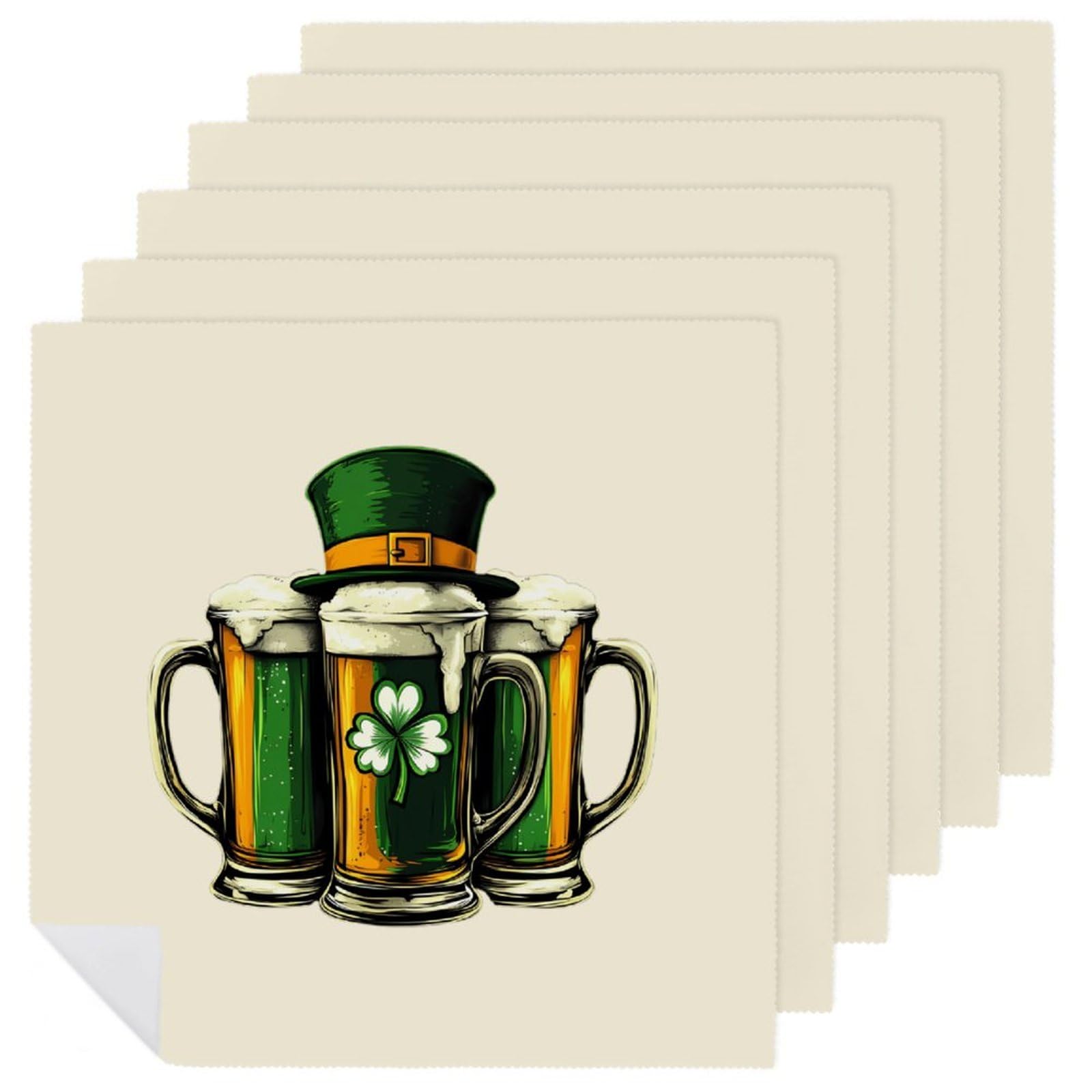 Servilletas de tela de San Patricio para decorar tu mesa de comedor con diseño de cerveza
