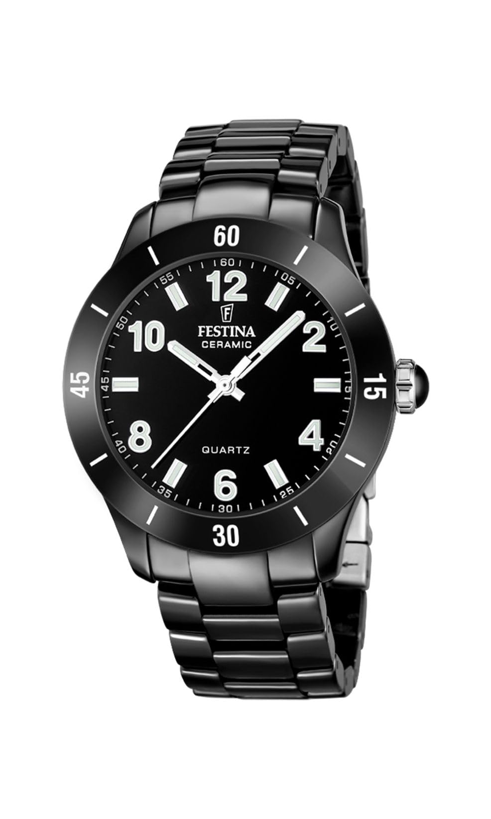 Festina Orologio Donna Analogico in Acciaio Inossidabile e Ceramica Nero | Movimento al Quarzo, Vetro Minerale ad Alta Resistenza, Impermeabile 5 ATM F20723/1, Ceramic
