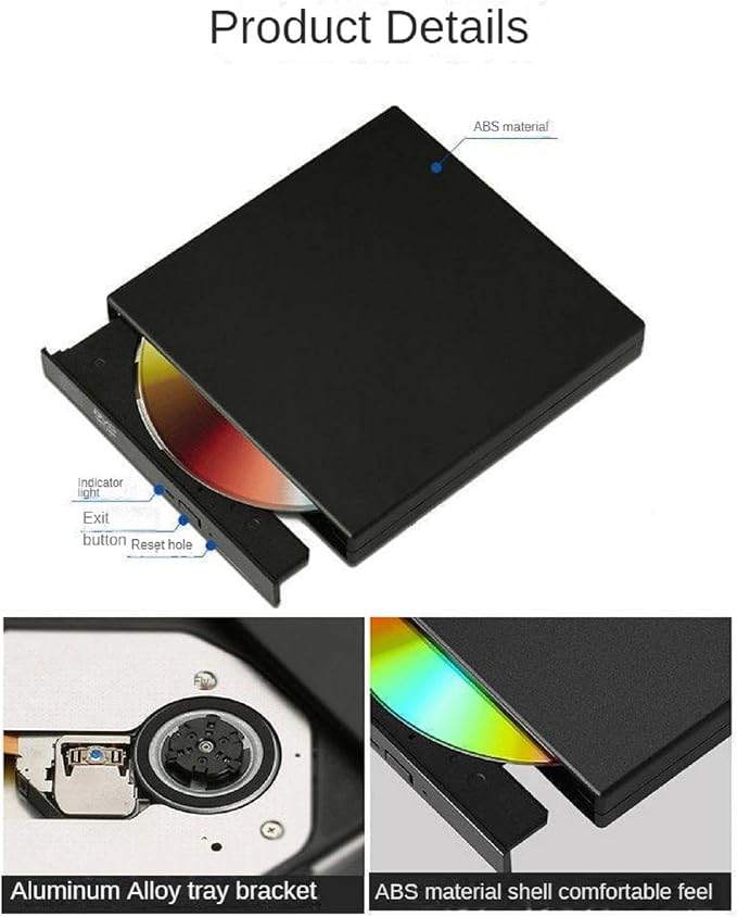 Unidad externa DVD USB 2.0 para PC y laptop miniatura 9