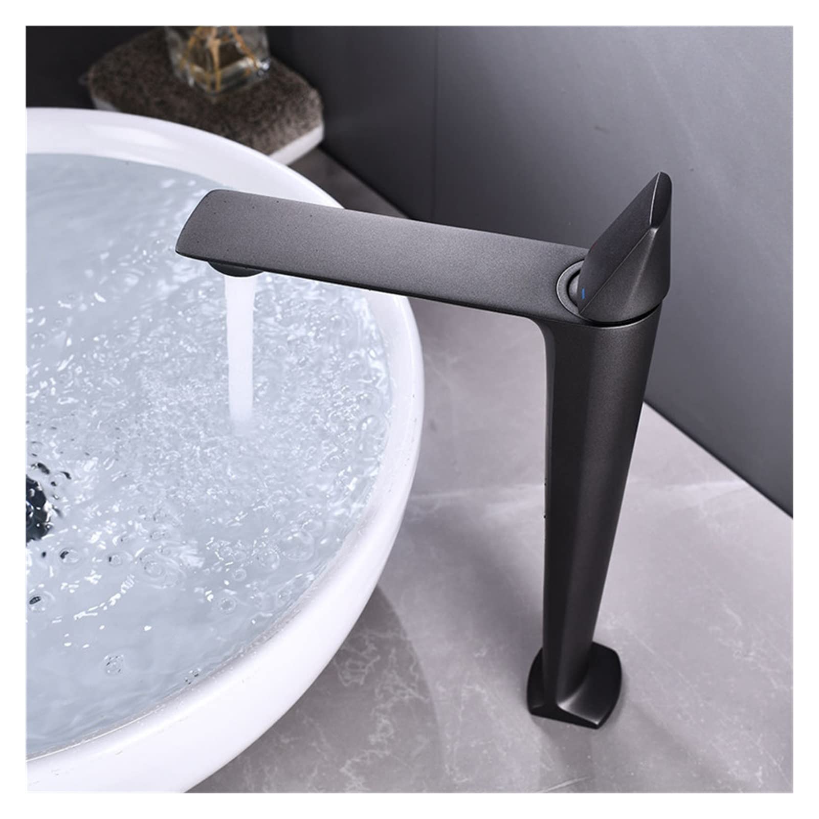 Cudtapi Grey Tall Bathroom Faucet Basin Faucets Black Brass Faucet Hot And Cold Bathroom Sink Deck Mounted Toilet Nickel/Grey Color Mixer Water Tap(Grey Tall)