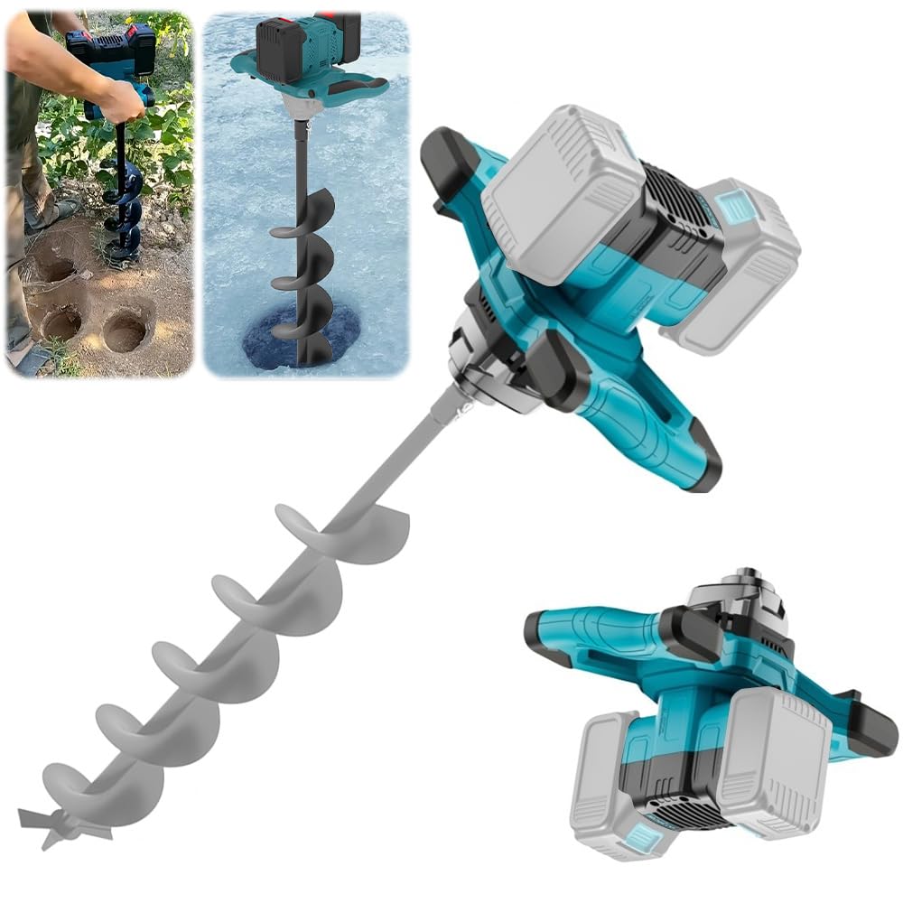 Akku-Erdbohrer für Makita 18V Batterie, 1200W Bürstenloser Motor, Geschikt voor Ø 350mm Vloerboor, Ijsboor, für Zaunbau, Garten & Fundament,Mörtelrührer, Lieferung ohne Ladegerät & Boor (ohne Akku)