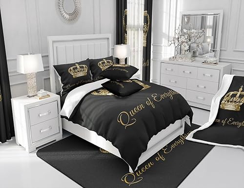 Miniatura 8 de jejeloiu Juego de ropa de cama con estampado de corona para niños, edredón moderno para mujeres y hombres, decoración de habitación, arte abstracto,