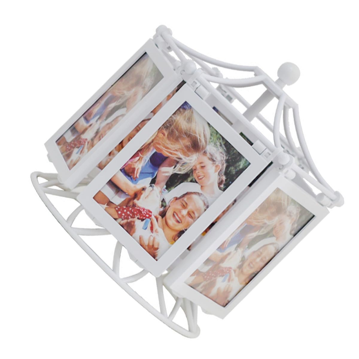 Cadre photo rotatif et ornement décoratif doré pour présentoir de table