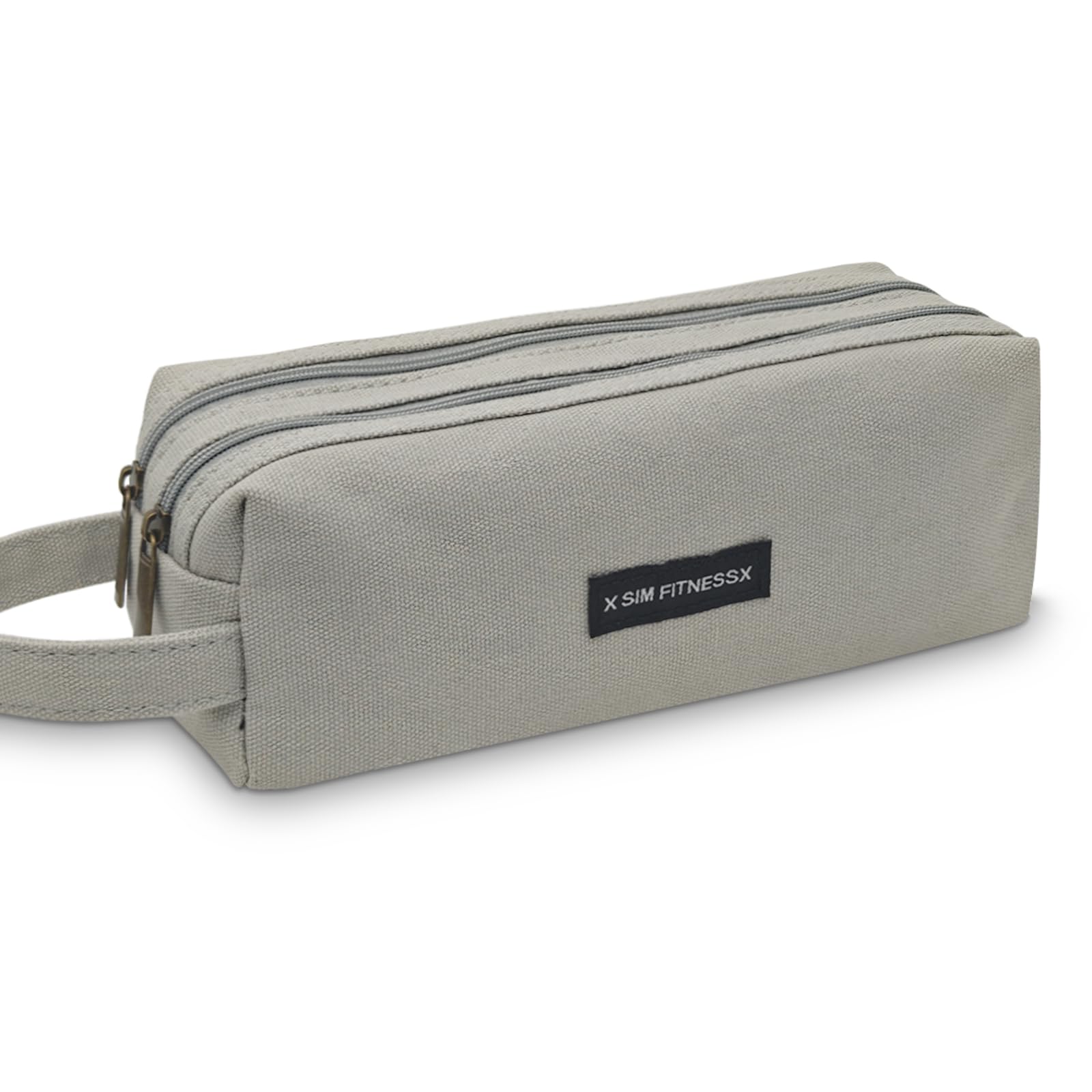 X SIM FITNESSX Federmäppchen Oxford-Stoff Schlampermäppchen groß Doppelreißverschluss Mäppchen mit Tragegriff wasserabweisend Stiftebox Schreibtischorganizer für Schule & Büro (lichte Grau)