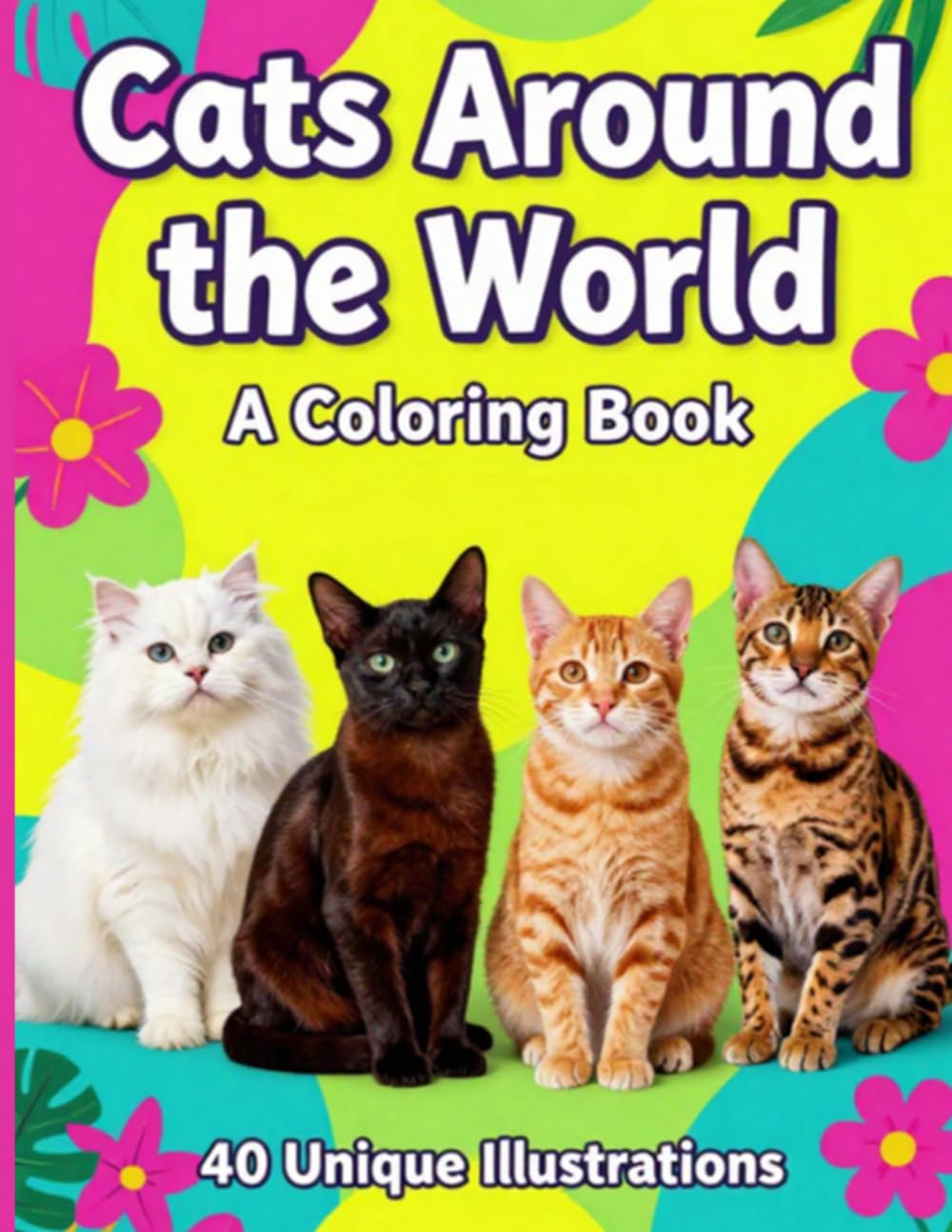 Cats Around the World: A Coloring Book with 40 Unique Illustrations of Cat Breeds in Beautiful Settings