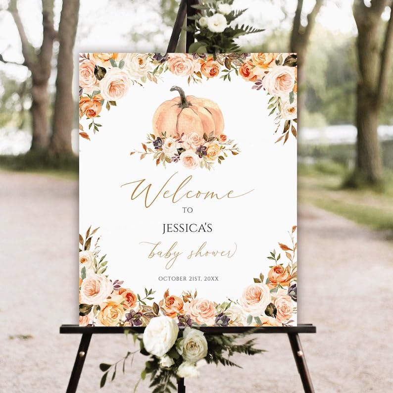Little Pumpkin Baby Shower Welcome Sign - Pumpkin Baby Shower Personalized - Fall Baby Shower Sign - Little Pumpkin Baby Shower Decor - Pumpkin Baby Shower Welcome Poster - Baby Shower Sign Board